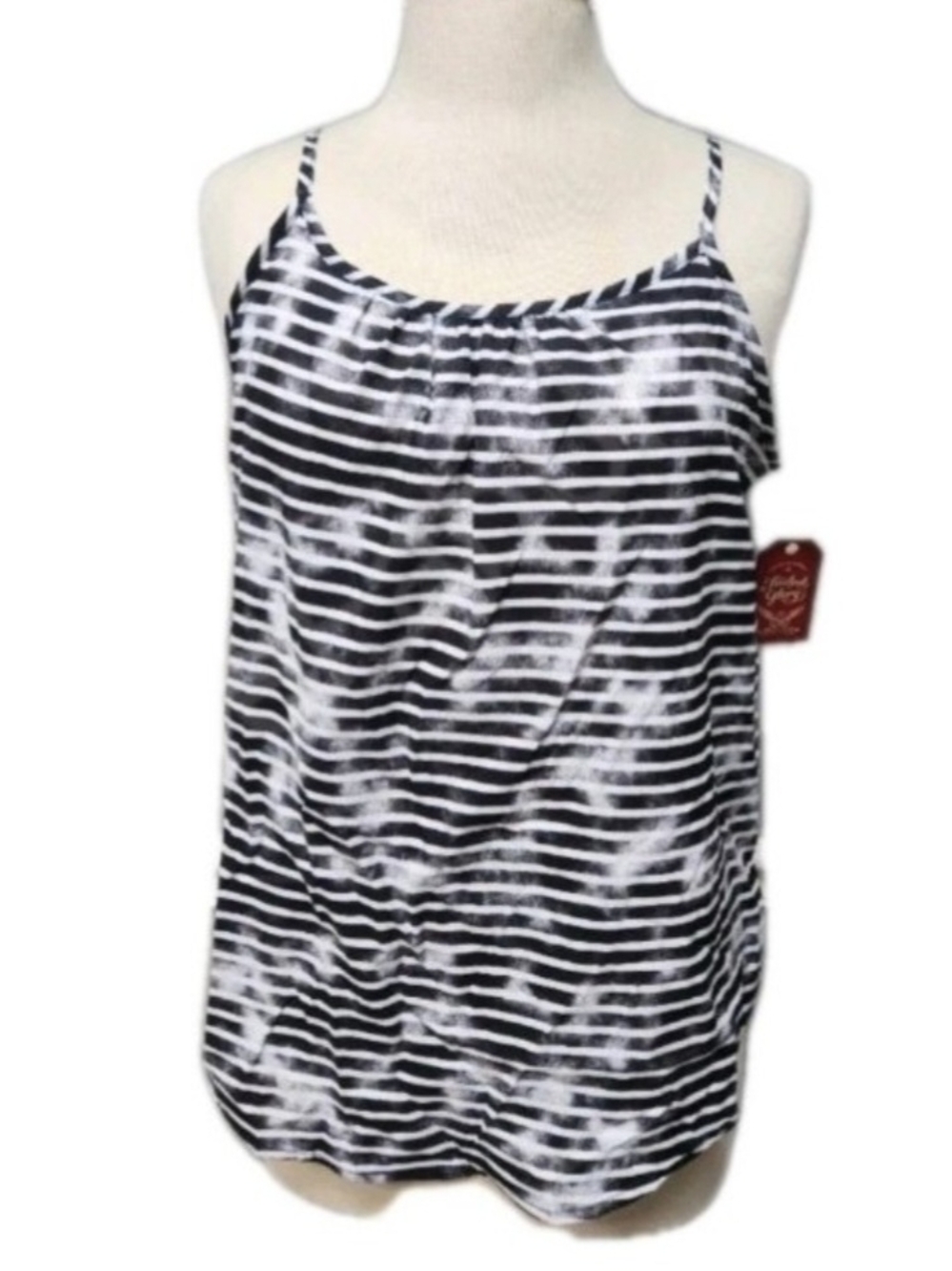 Faded Glory Women's Woven Camisole Top Size Large 12-14 Black White Striped